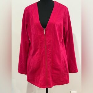 D&Co Active M Women's Zip-Front Pink Cardigan w Pockets  420